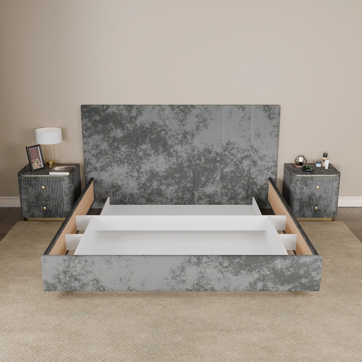 Кровать с подъемным механизмом Диона Графит 200х200 (avatr26)